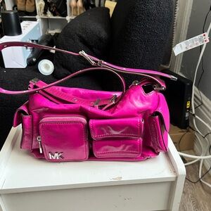 Michael Kors Pink Shoulder Bag with Glossy Finish